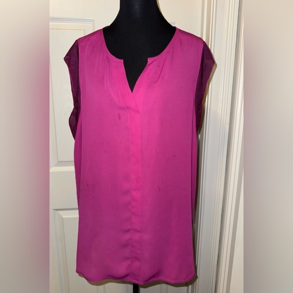 CAbi Pink Blouse with Black Trim - Picture 1 of 7